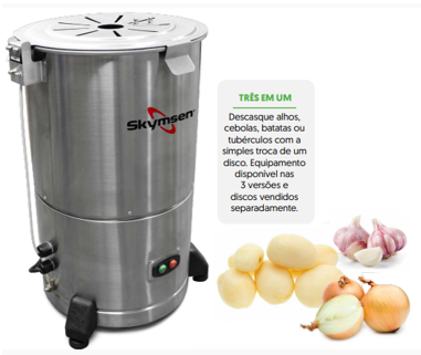 Descasdador 6kg  3em1-Tuberculos/Alho/Cebola Skimsen
